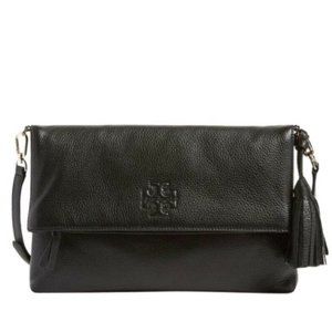Tory Burch Thea Foldover Crossbody Black NWT $495